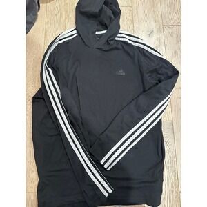 Adidas Primegreen Aeroready Mens Hoodie Black White 3-Stripe Long Sleeve Large